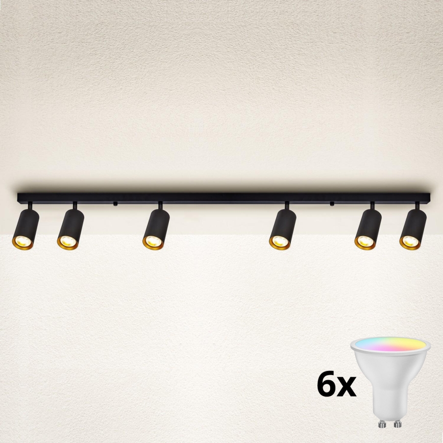 Brilagi - LED RGBW димируемо точково осветително тяло SELE 6xGU10/6,5W/230V 2700-6500K черно/златно