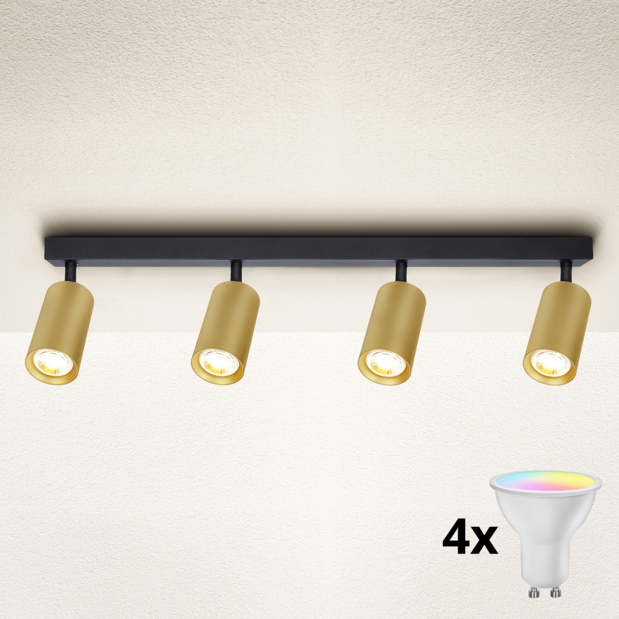 Brilagi - LED RGBW димируемо точково осветително тяло SELE GOLDEN 4xGU10/6,5W/230V 2700-6500K черно/златно