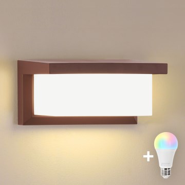Brilagi - LED RGBW димируемо външно стенно осветително тяло BRICKY 1xE27/15W/230V 2700-6500K IP54 кафяво