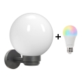 Brilagi - LED RGBW димируемо външно стенно осветително тяло HARBOR 1xE27/9W/230V 2700-6500K IP33 антрацит/бяло