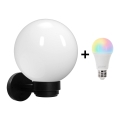 Brilagi - LED RGBW димируемо външно стенно осветително тяло HARBOR 1xE27/9W/230V 2700-6500K IP33 черно/бяло
