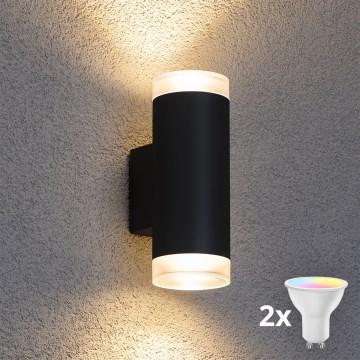 Brilagi - LED RGBW димируемо външно стенно осветително тяло MATERA 2xGU10/6W/230V 3000K IP54 черно