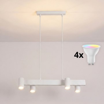 Brilagi - LED RGBW полилей с регулируема яркост на кабел SELE 4xGU10/6,5W/230V 2700-6500K бял