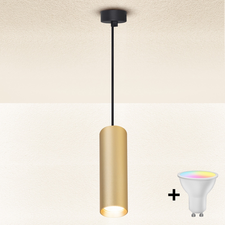Brilagi - LED RGBW полилей с възможност за димиране на кабел SELE 1xGU10/6,5W/230V 2700-6500K черно/златисто