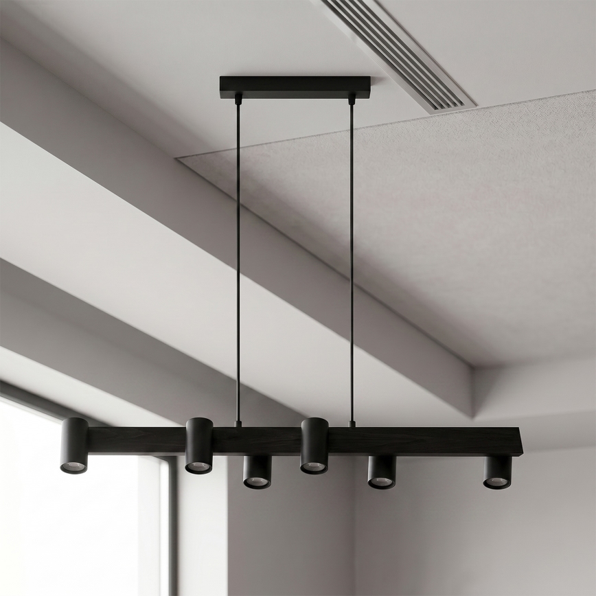 Brilagi - LED RGBW димируем полилей на стоманено въже SELE 6xGU10/6,5W/230V 2700-6500K черен + дистанционно управление