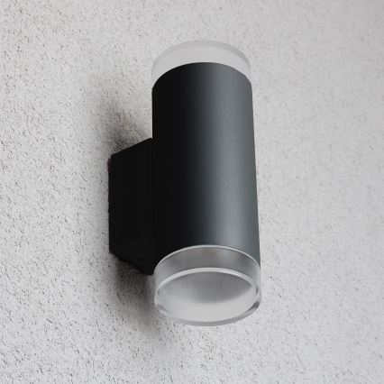 Brilagi - LED RGBW димируемо външно стенно осветително тяло MATERA 2xGU10/4,8W/230V 3000K IP54 черно + дистанционно управление