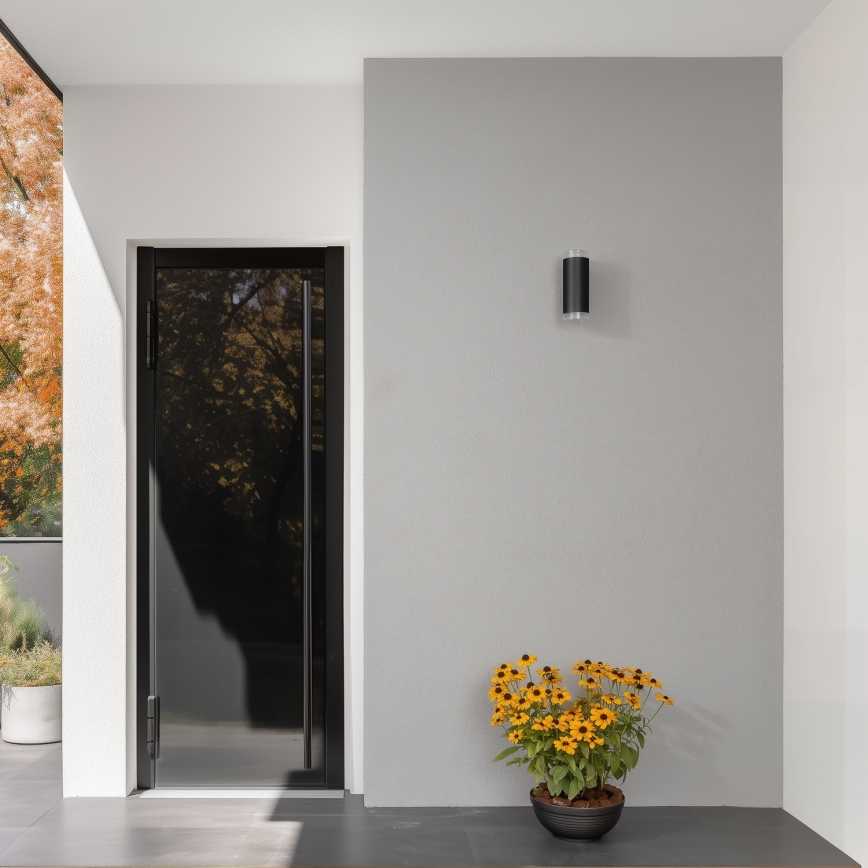 Brilagi - LED RGBW димируемо външно стенно осветително тяло MATERA 2xGU10/6W/230V 3000K IP54 черно + дистанционно управление