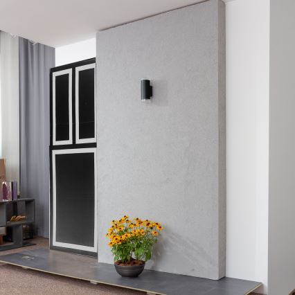 Brilagi - LED RGBW димируемо външно стенно осветително тяло MATERA 2xGU10/6W/230V 3000K IP54 черно + дистанционно управление