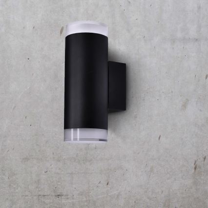 Brilagi - LED RGBW димируемо външно стенно осветително тяло MATERA 2xGU10/6W/230V 3000K IP54 черно + дистанционно управление