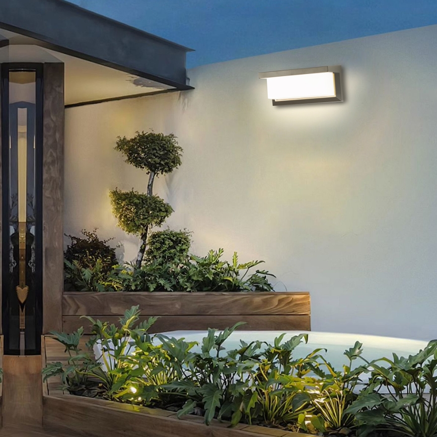 Brilagi - димируемо LED RGBW външно стенно осветително тяло BRICKY 1xE27/15W/230V 2700-6500K IP54 сиво