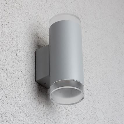 Brilagi - Димируемо LED RGBW външно стенно осветително тяло MATERA 2xGU10/4,8W/230V 3000K IP54 сиво + дистанционно управление