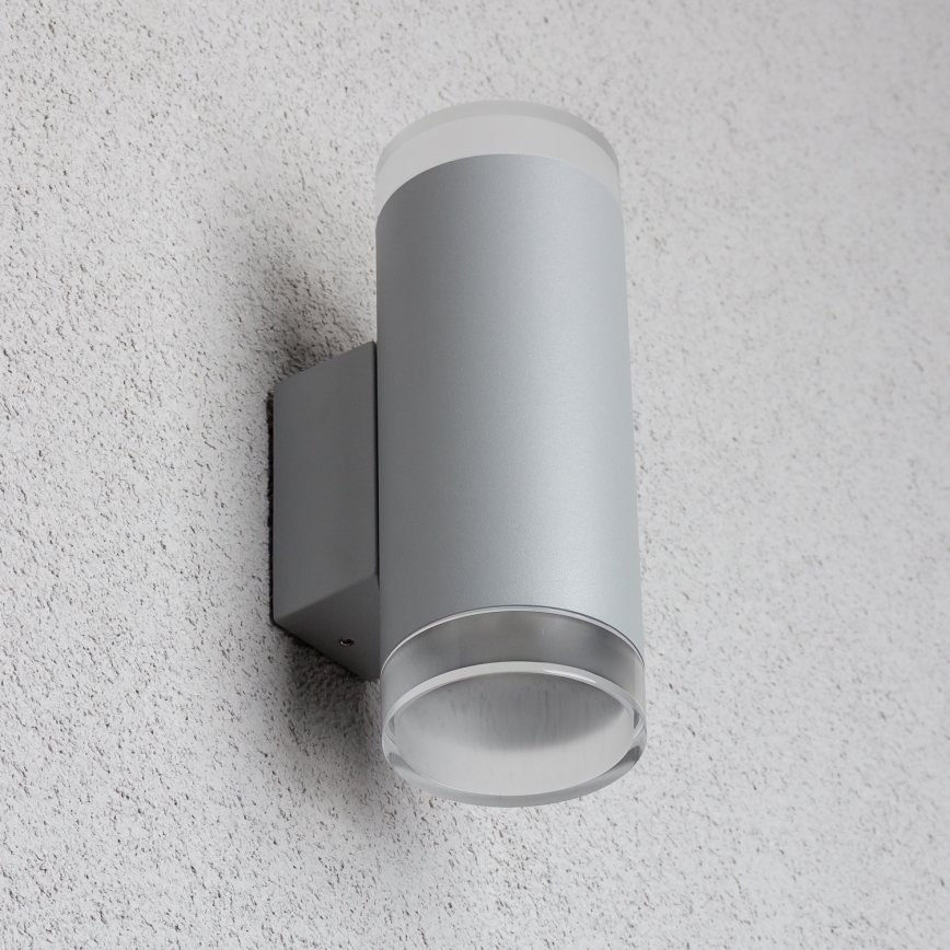 Brilagi - Димируемо LED RGBW външно стенно осветително тяло MATERA 2xGU10/4,8W/230V 3000K IP54 сиво + дистанционно управление