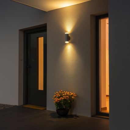 Brilagi - Димируемо LED RGBW външно стенно осветително тяло MATERA 2xGU10/4,8W/230V 3000K IP54 сиво + дистанционно управление