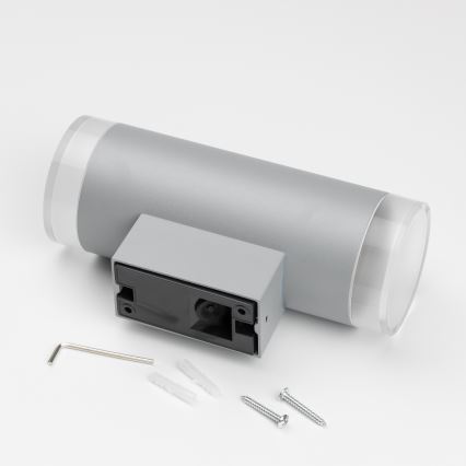 Brilagi - Димируемо LED RGBW външно стенно осветително тяло MATERA 2xGU10/4,8W/230V 3000K IP54 сиво + дистанционно управление