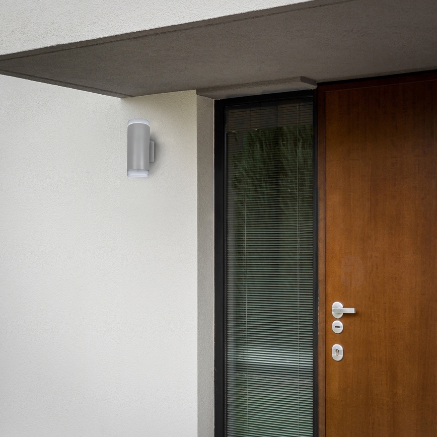 Brilagi - Димируемо LED RGBW външно стенно осветително тяло MATERA 2xGU10/4,8W/230V 3000K IP54 сиво + дистанционно управление