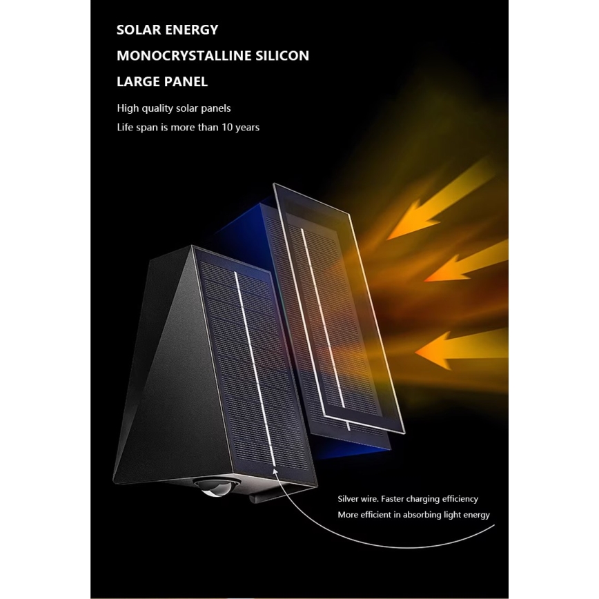 Brilagi - LED Соларен аплик PYRAMID LED/2W/3,2V 1300 mAh IP54
