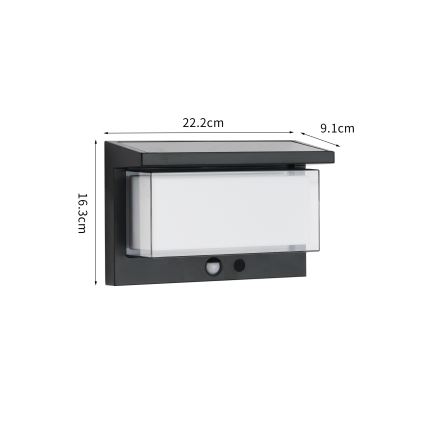 Brilagi - LED Соларен аплик със сензор СЛЪНЦЕ LUME LED/10W/3,7V 4000 mAh IP44