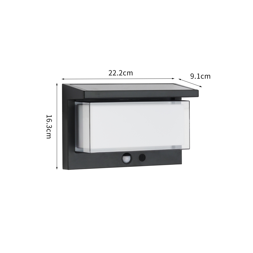 Brilagi - LED Соларен аплик със сензор СЛЪНЦЕ LUME LED/10W/3,7V 4000 mAh IP44