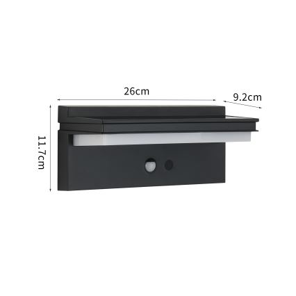 Brilagi - LED Соларен аплик със сензор СЛЪНЦЕ SENSE LED/10W/3,7V 4000 mAh IP44