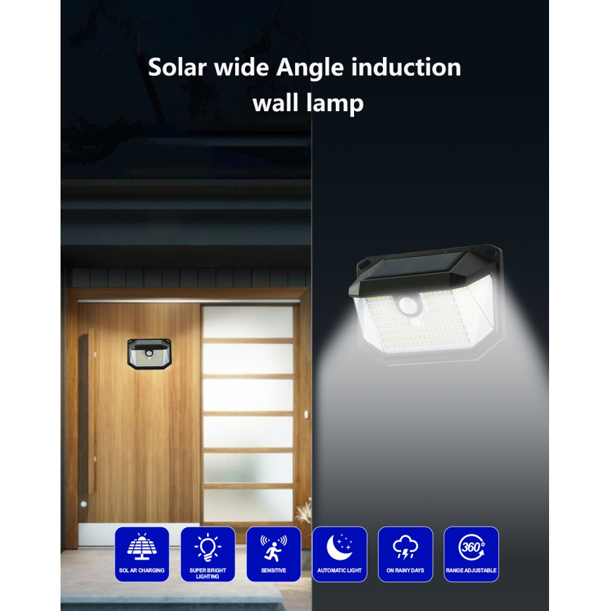 Brilagi - LED Соларен аплик със сензор WALLIE LED/4W/5,5V 1200mAh 6500K IP65