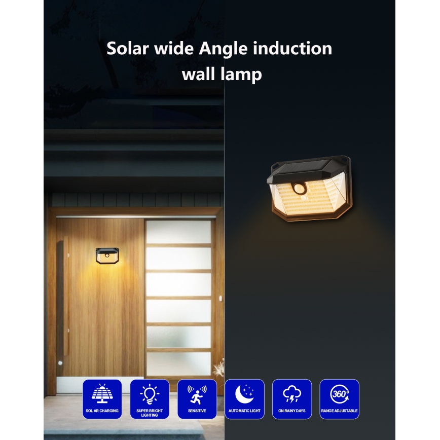 Brilagi - LED Соларен аплик със сензор WALLIE LED/4W/5,5V 1200 mAh 3000K IP65