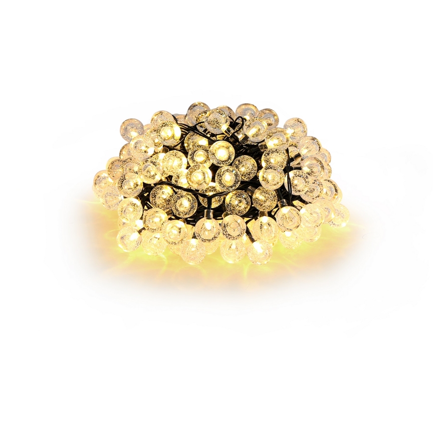 BRILAGI - LED соларна декоративна гирлянда BUBBLE 100 LED / 8 функции, 10 m, IP65, топла бяла светлина, 600 mAh