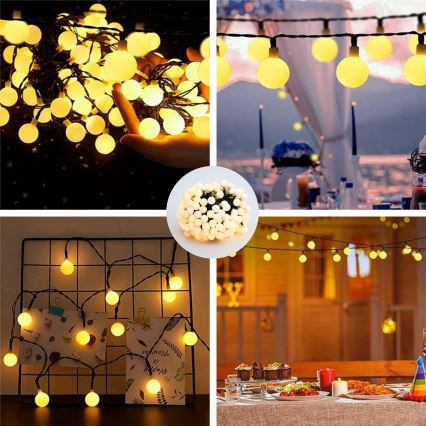 Brilagi - Соларна LED декоративна верига BUBBLE, 200 LED, 8 режима, 20 м, IP65, топла бяла светлина, 800 mAh