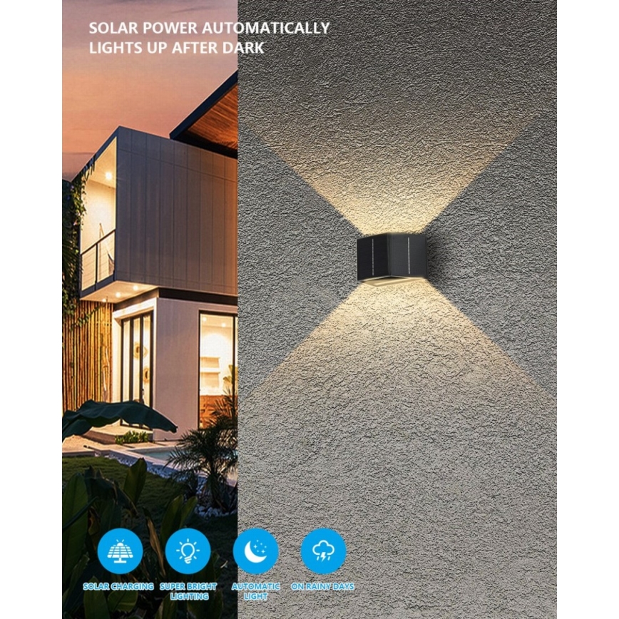 Brilagi - LED соларен стенен осветител SOLAR CUBE LED/2W/3,2V 1300 mAh IP54
