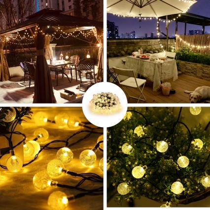 Brilagi - соларна LED декоративна верига BUBBLE 300xLED/8 режима 30 м IP65 топла бяла 500 mAh