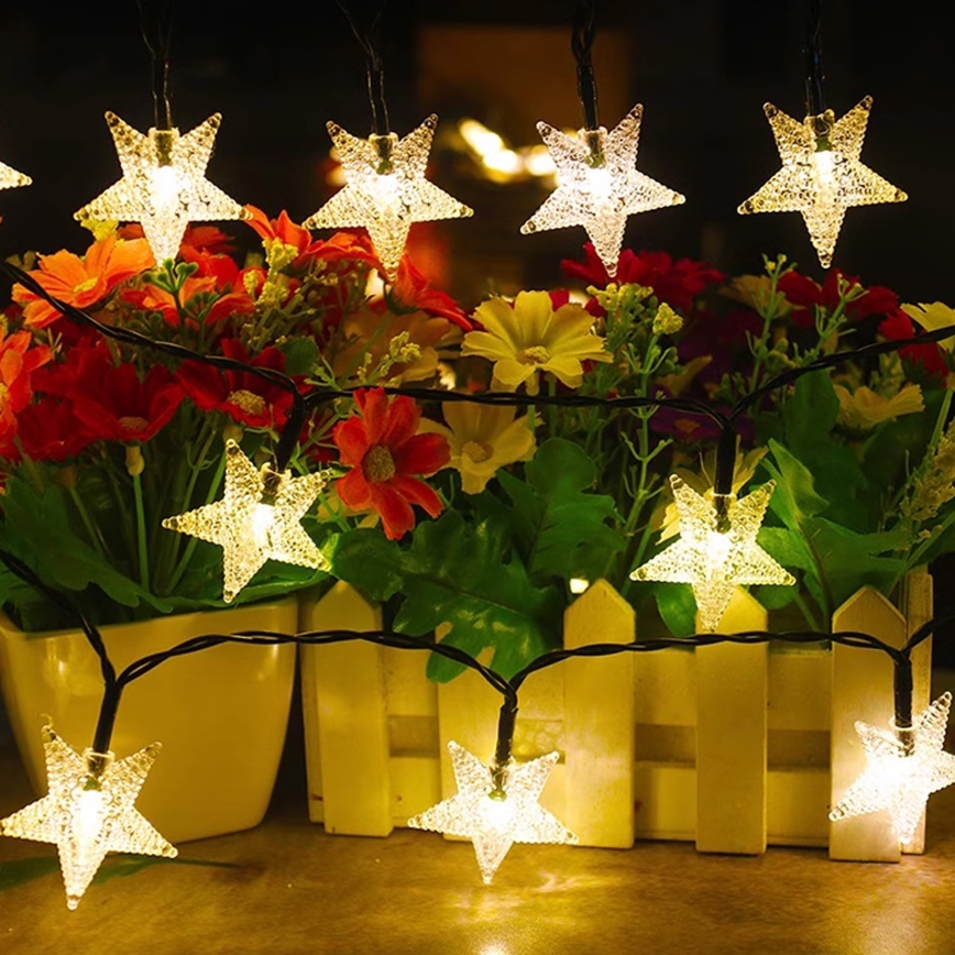 Brilagi - LED соларна декоративна верига STARS 50xLED/8 функции 7м IP65 топло бяла 600 mAh