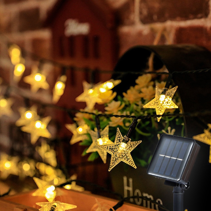 Brilagi - LED Соларни декоративни лампички STARS 50xLED/8 функции 7m IP65 топло бяло 600 mAh