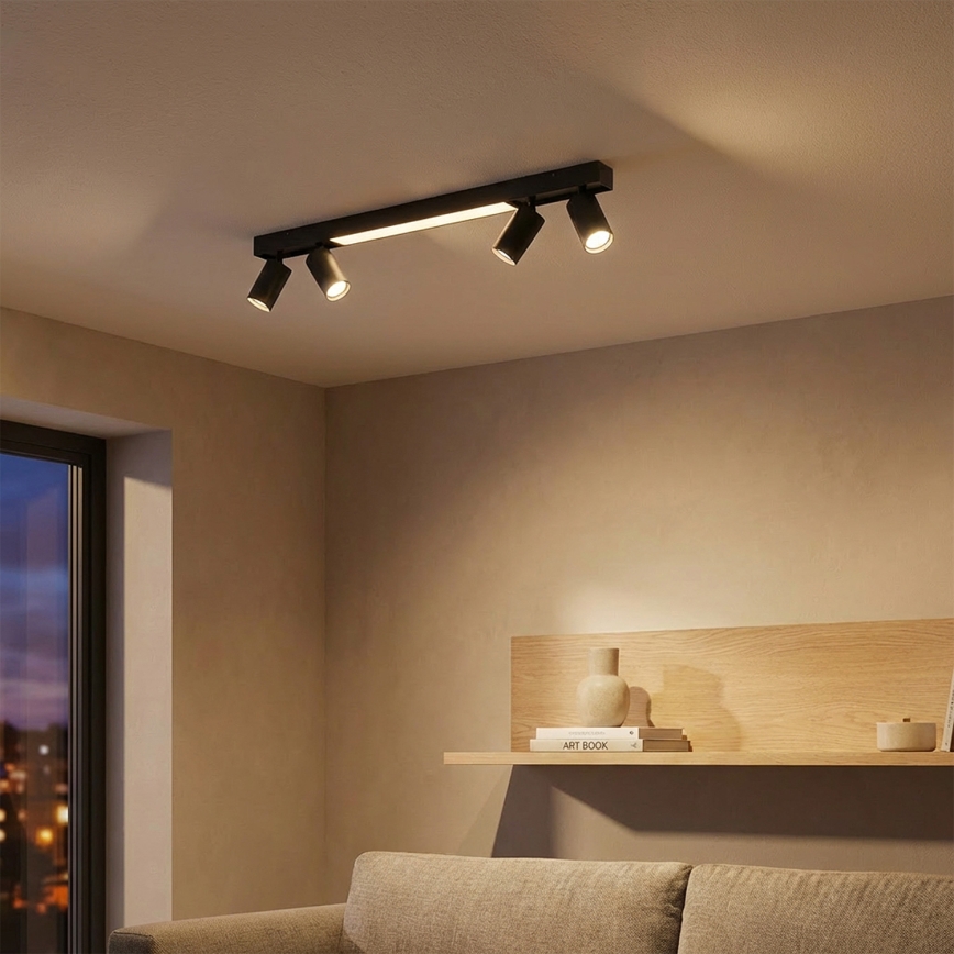 Brilagi - LED спот лампа SELE 4xGU10/30W/230V + LED/25W черна