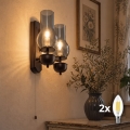 BRILAGI - LED стенен аплик COTTAGE 2xE14/40W/230V бук/димно сиво