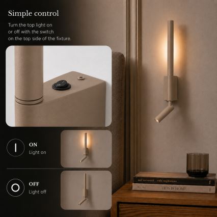 BRILAGI - LED стенен насочваем спот VIXON LED/3W/230V + LED/5W бежово CRI 90