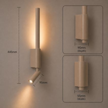 BRILAGI - LED стенен насочваем спот VIXON LED/3W/230V + LED/5W бежово CRI 90