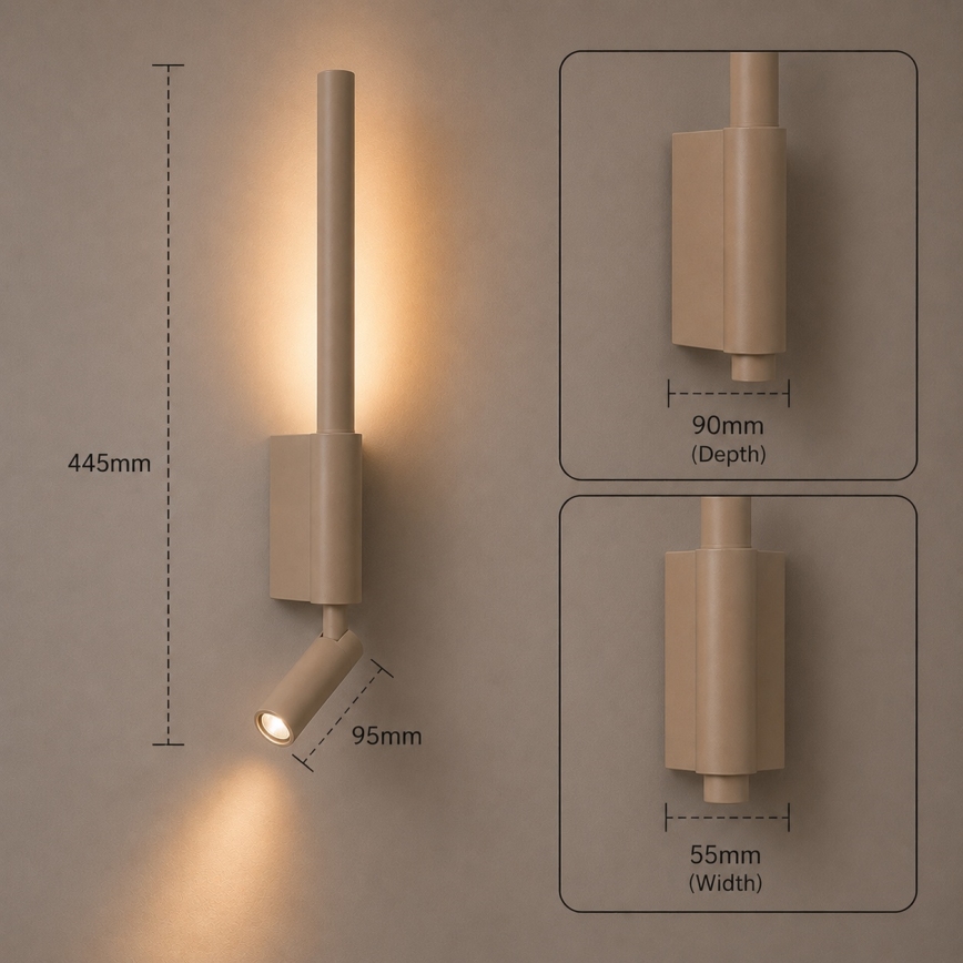 BRILAGI - LED стенен насочваем спот VIXON LED/3W/230V + LED/5W бежово CRI 90