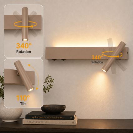 BRILAGI - LED стенен насочващ осветител ARLIX LED/3W/230V + LED/7W бежово CRI 90