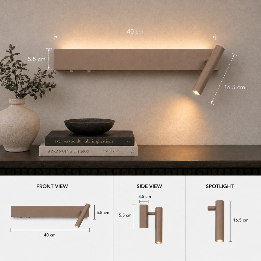 BRILAGI - LED стенен насочващ осветител ARLIX LED/3W/230V + LED/7W бежово CRI 90