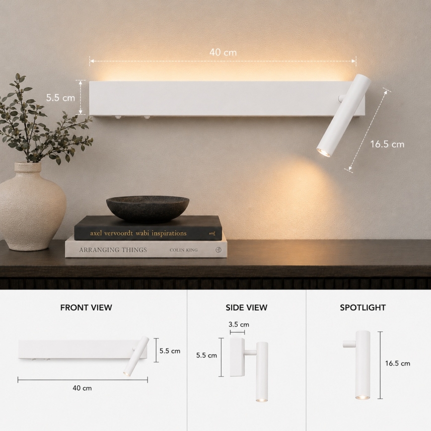 BRILAGI - LED стенен спот ARLIX LED/3W/230V + LED/7W бял CRI 90
