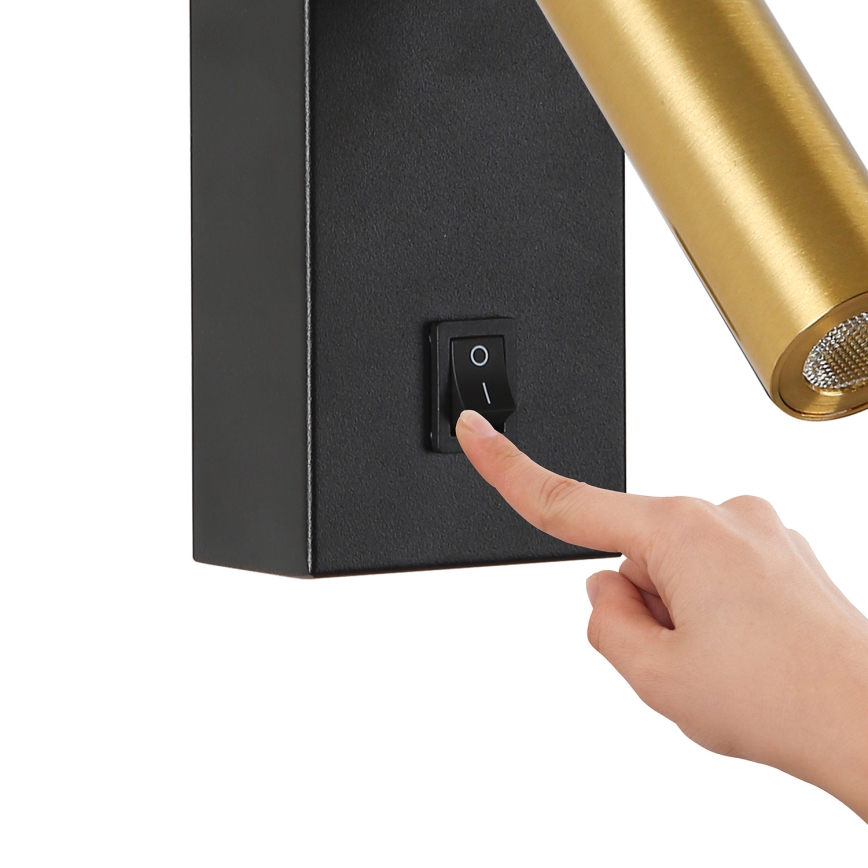 Brilagi - LED Стенен спот MAYA LED/3W/230V 4000K черен/златист