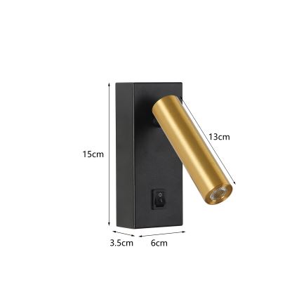 Brilagi - LED Стенен спот MAYA LED/3W/230V 4000K черен/златист