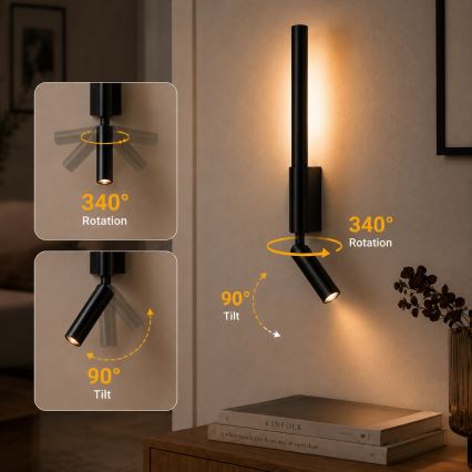 BRILAGI - LED стенен точков аплик VIXON, LED/3W/230V + LED/5W, черен, CRI 90