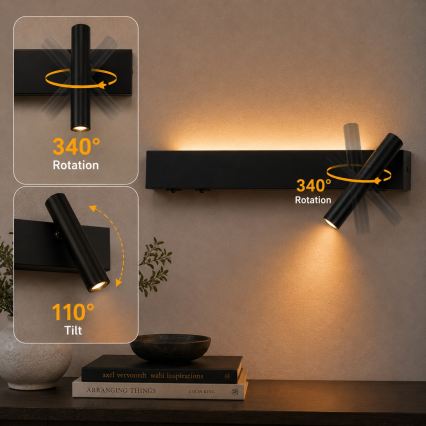 Brilagi - LED стенен точков осветител ARLIX LED/3W/230V + LED/7W черен CRI 90