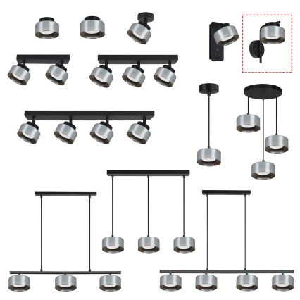 Brilagi - LED Стенна лампа AURA LUX 1xGX53/30W/230V черна/опушена