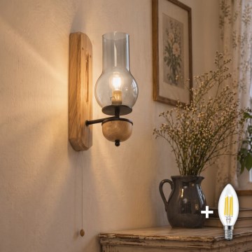 BRILAGI - LED стенна лампа COTTAGE 1xE14/40W/230V дъб/димно сиво