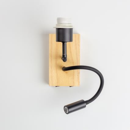 Brilagi - LED гъвкава стенна лампа NUBILA WOOD 1xE27/25W/230V + LED/3W дъб/черен/жълт