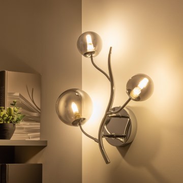 Brilagi - LED стенно осветително тяло MISTEL 3xG9/3W/230V черен хром/опушено стъкло