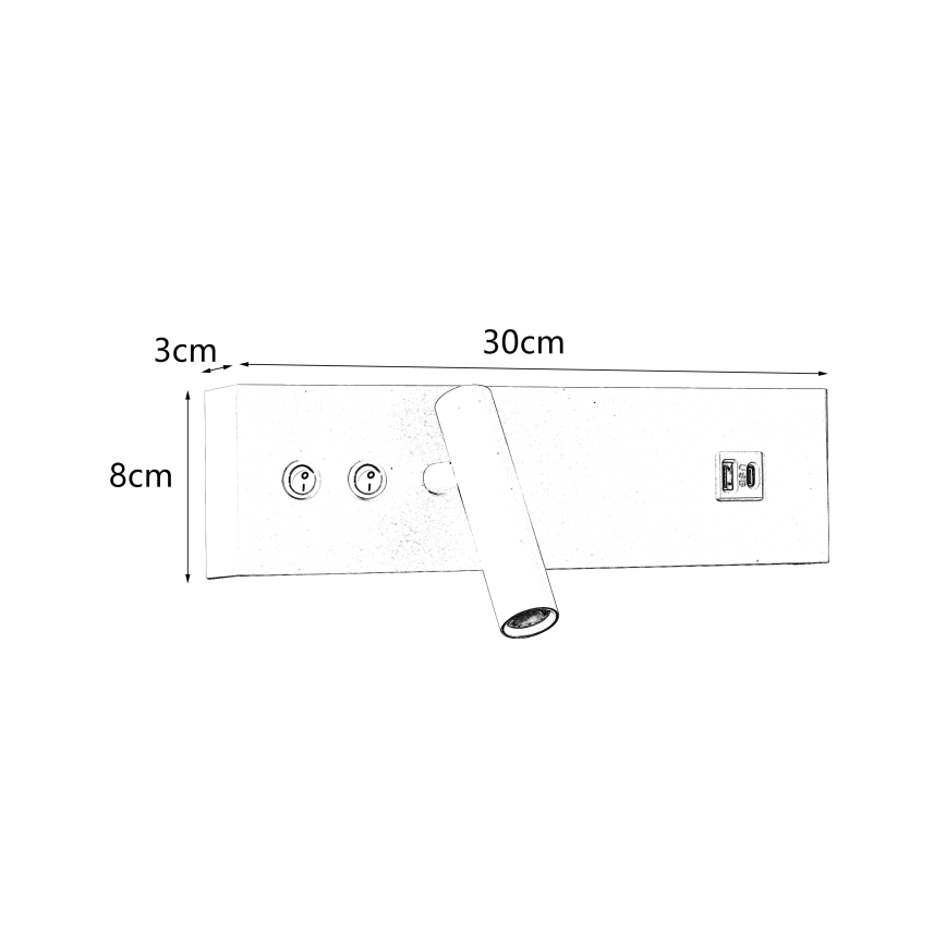 Brilagi - LED стенен спот с USB порт NOCTIS LED/3W/230V + LED/9W бял