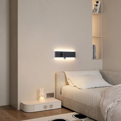 Brilagi - LED стенна точкова лампа с USB порт NOCTIS LED/3W/230V + LED/9W черна