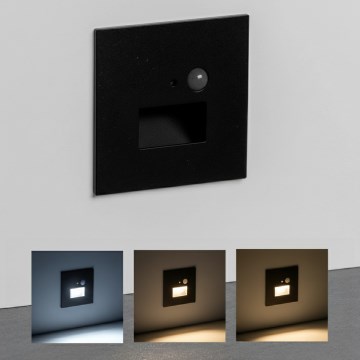 Brilagi - LED стълбищно осветително тяло с датчик за движение и за здрач JACK LED/3W/230V 3000/4000/6500K IP65 черно